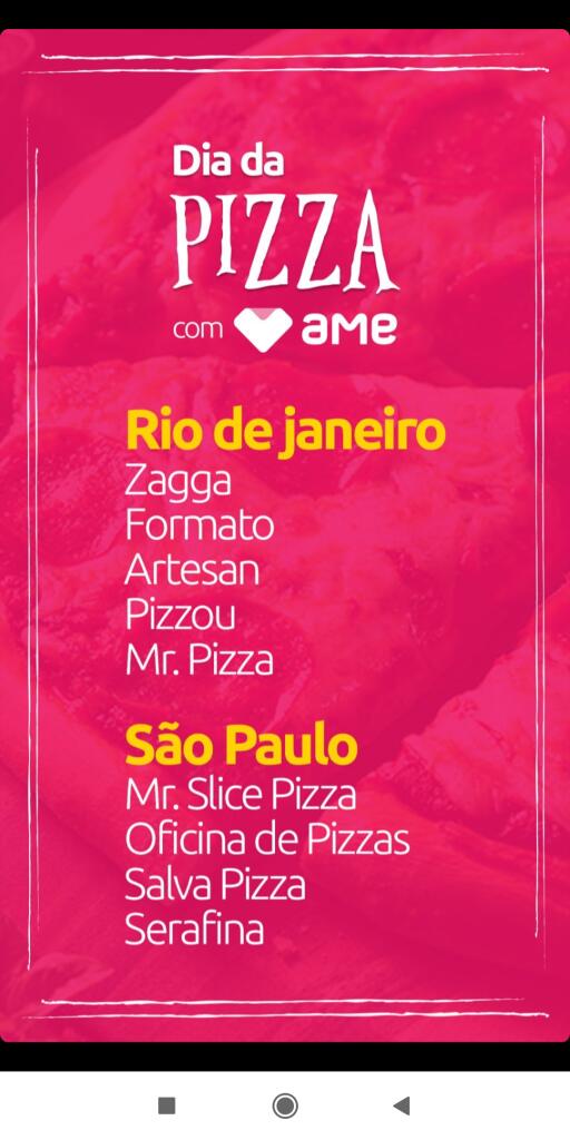 [SP / RJ] Pizzas com 50% do dinheiro de volta pagando com  AME! 